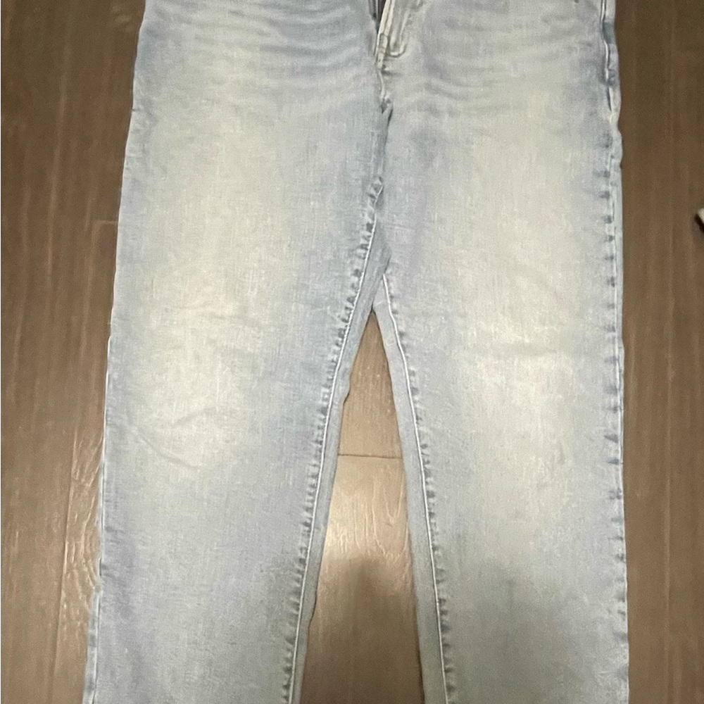 Stylish Gap Jeans Mens 32x32 Blue Light Wash Cotton Blend Stretch Slim Fit Denim